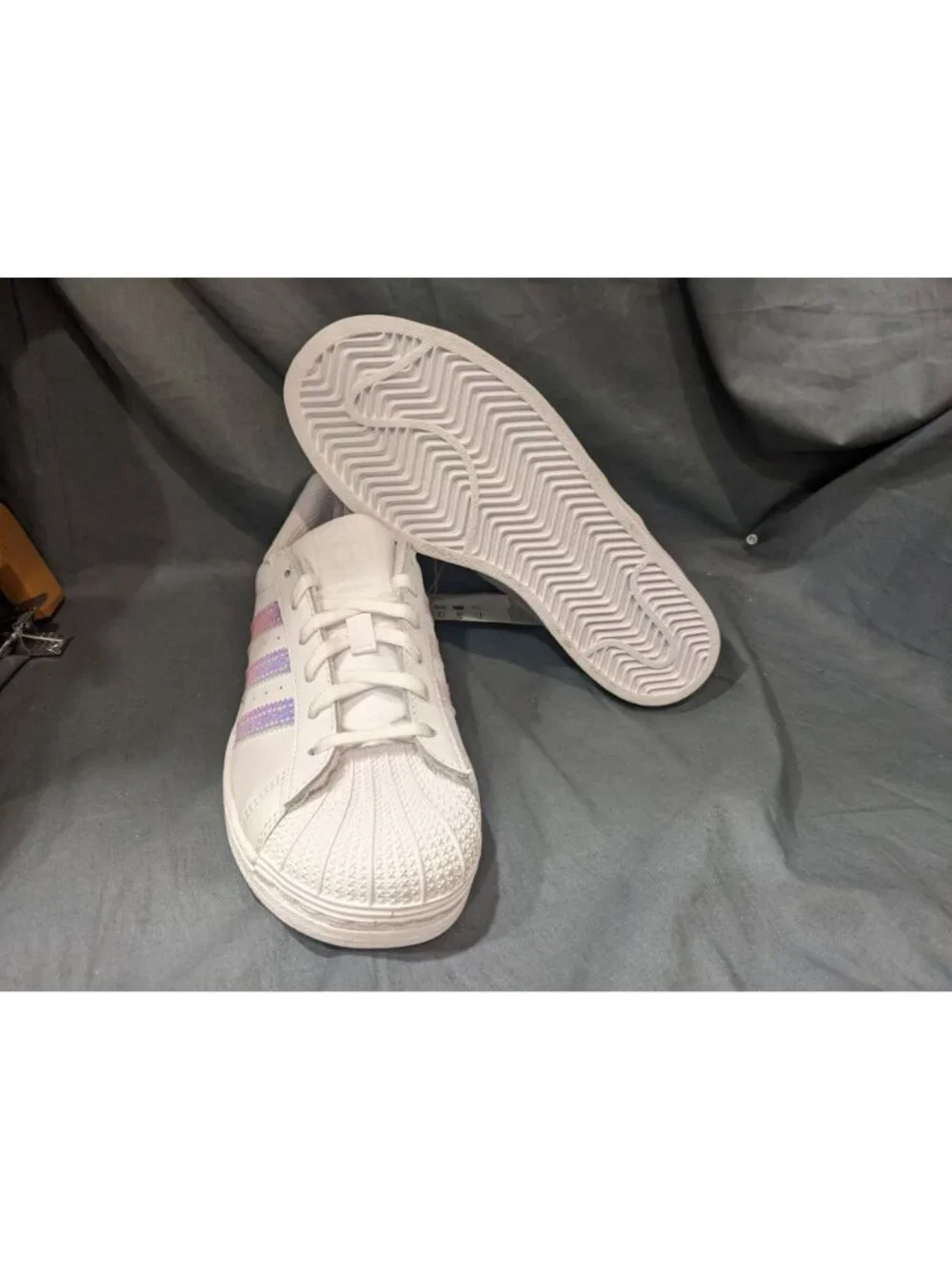 Adidas Superstar C Sneakers White/Halo Blue JQ1789 Girls Size 3 NEW NO BOX!
